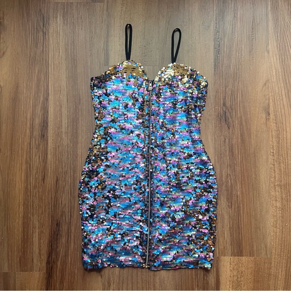Boohoo Sequin Zip Through Bodycon Dress